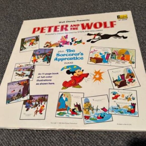 Vintage 1969 Walt Disney Peter and the Wolf & Sorcerer's Apprentice Vinyl Album - Picture 4 of 4